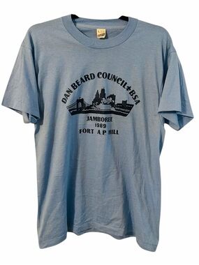 Vintage 1989 BSA Dan Beard Council Jamboree T Shirt Screen Stars USA Large